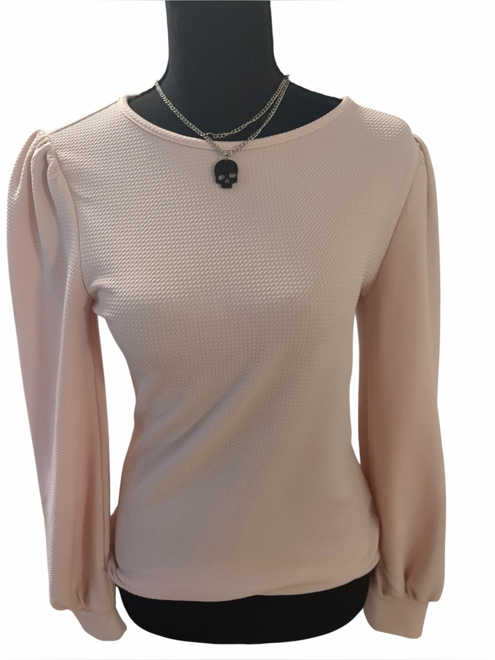 Express textured line sleeve blouse  Size XS Pale Pink